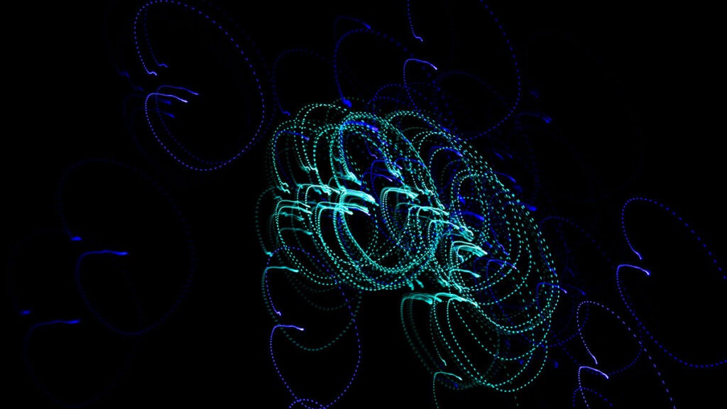 AI 로또 분석의 딥러닝 알고리즘을 표현한 신경망 시각화 이미지