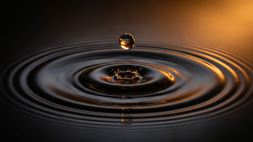 행운을 부르는 목소리 발성 – 물방울이 퍼져나가듯 천천히 명확하게 전달되는 목소리의 힘을 표현한 이미지