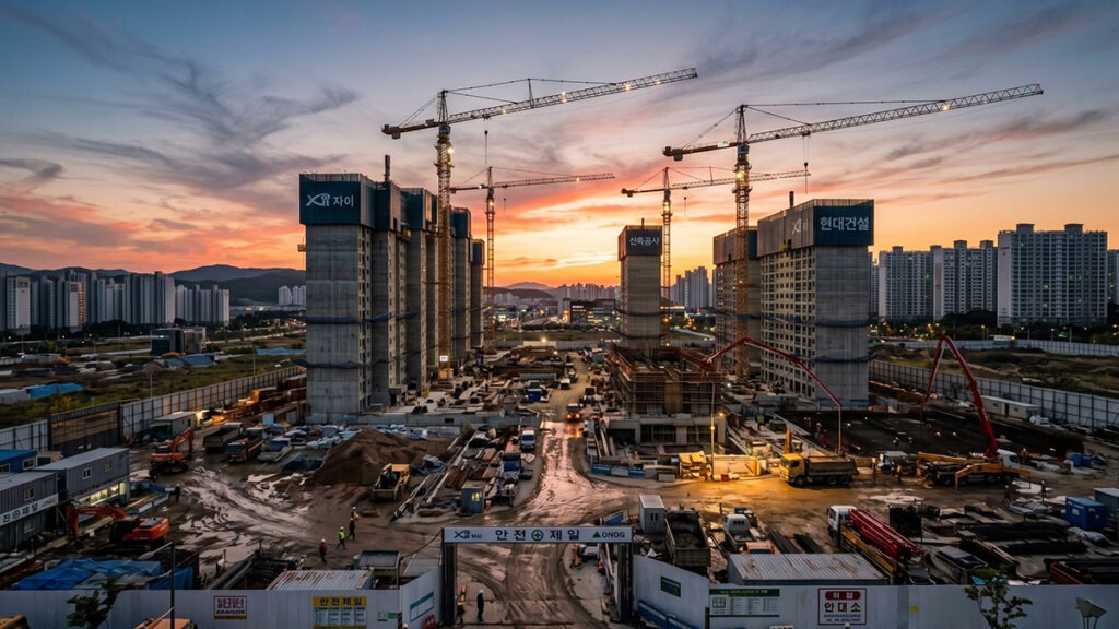 로또 당첨 지역 통계 신흥 명당 – 신도시 개발 현장에서 미래의 당첨 집중 지역이 탄생하는 이미지