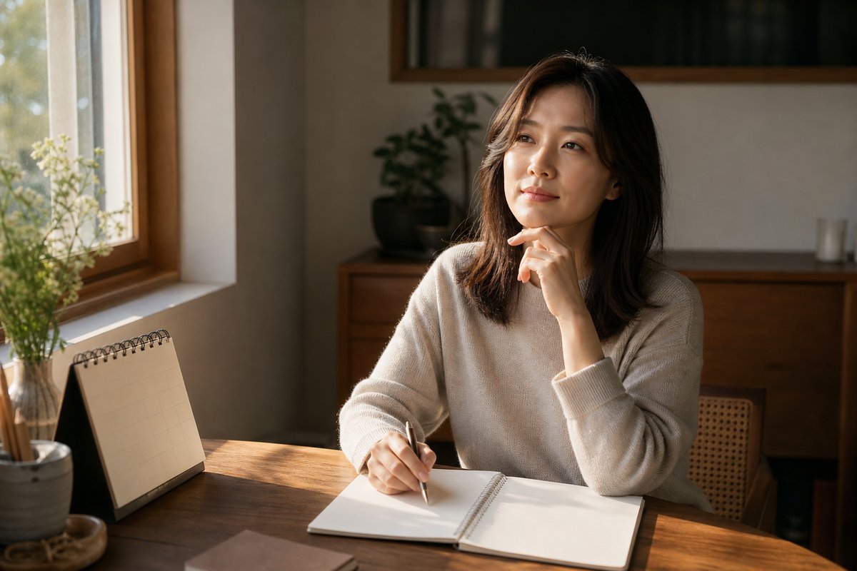 삼재 띠 – 만세력 달력을 보며 가족 띠를 확인하는 모습