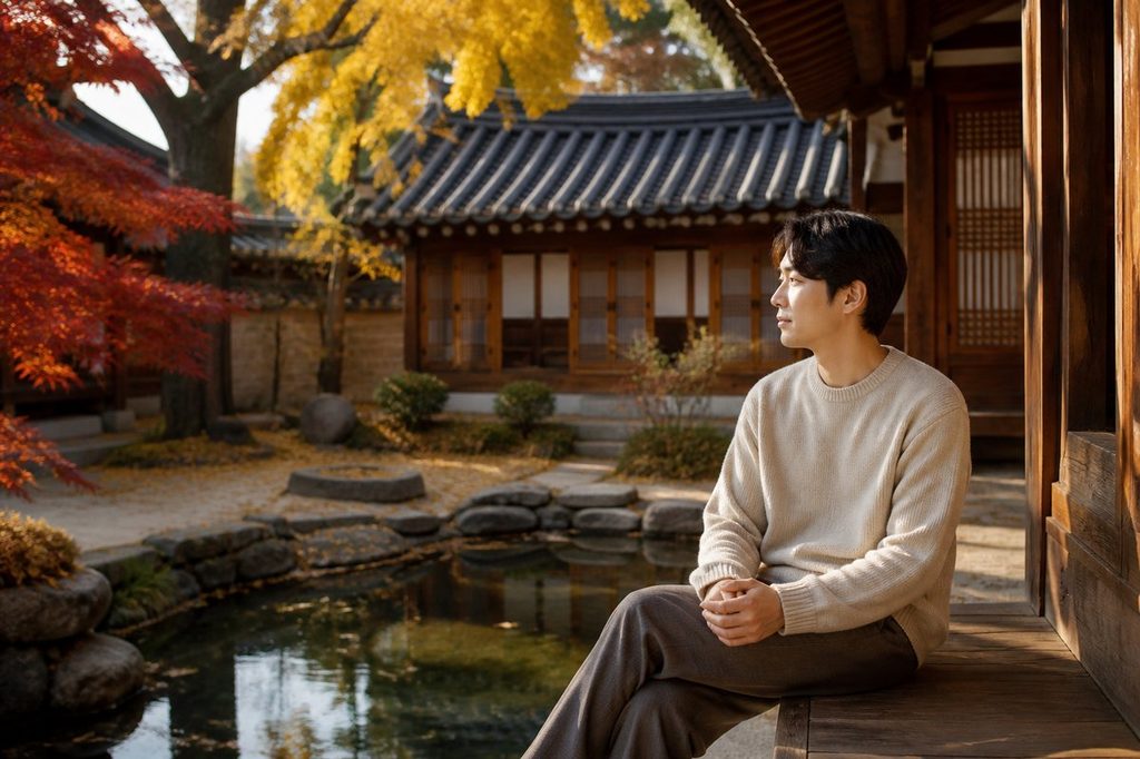 1239회차 로또 당첨자 사주 – 소띠와 용띠의 차분한 행운 기운을 형상화한 한옥 정원