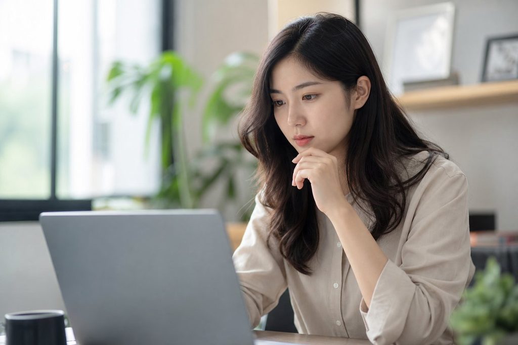 로또 패턴 분석 알고리즘 – 데이터를 분석하듯 골똘히 생각하는 모습
