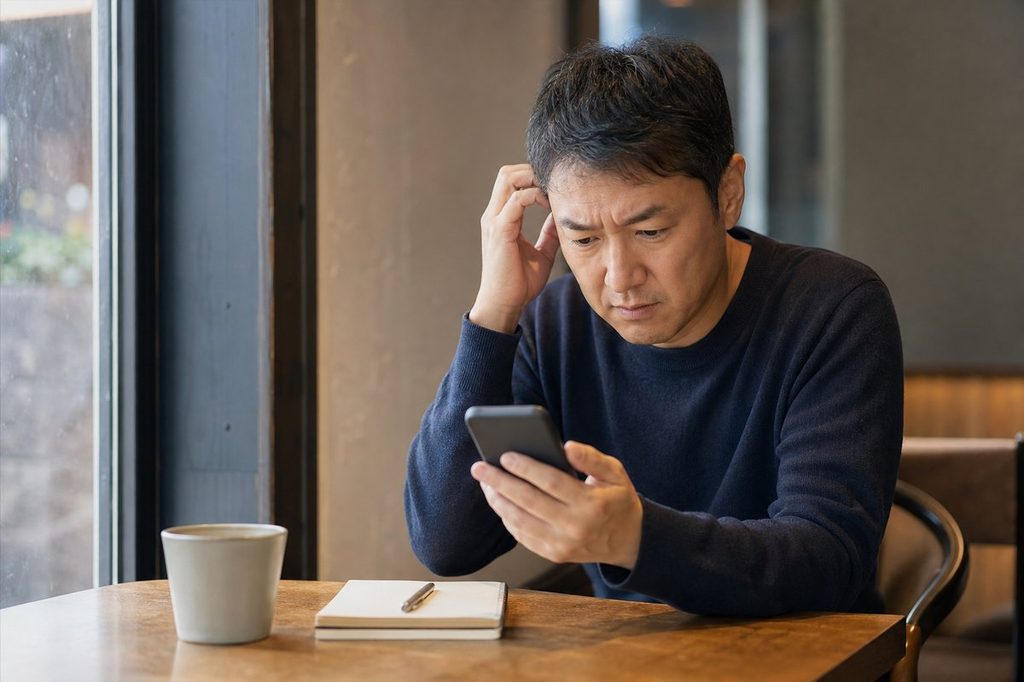 로또 당첨금 세금 – 카페에서 세금 정보를 검색하며 고민하는 모습