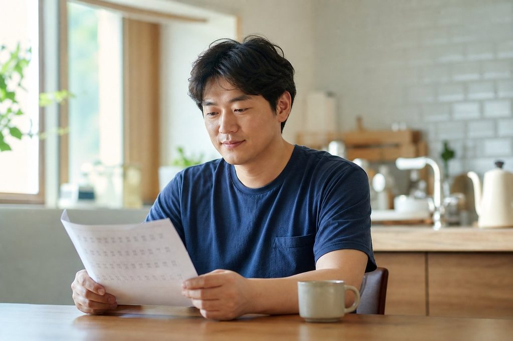 로또 당첨 패턴 분석 – 지난 당첨 결과를 차분히 확인하는 모습