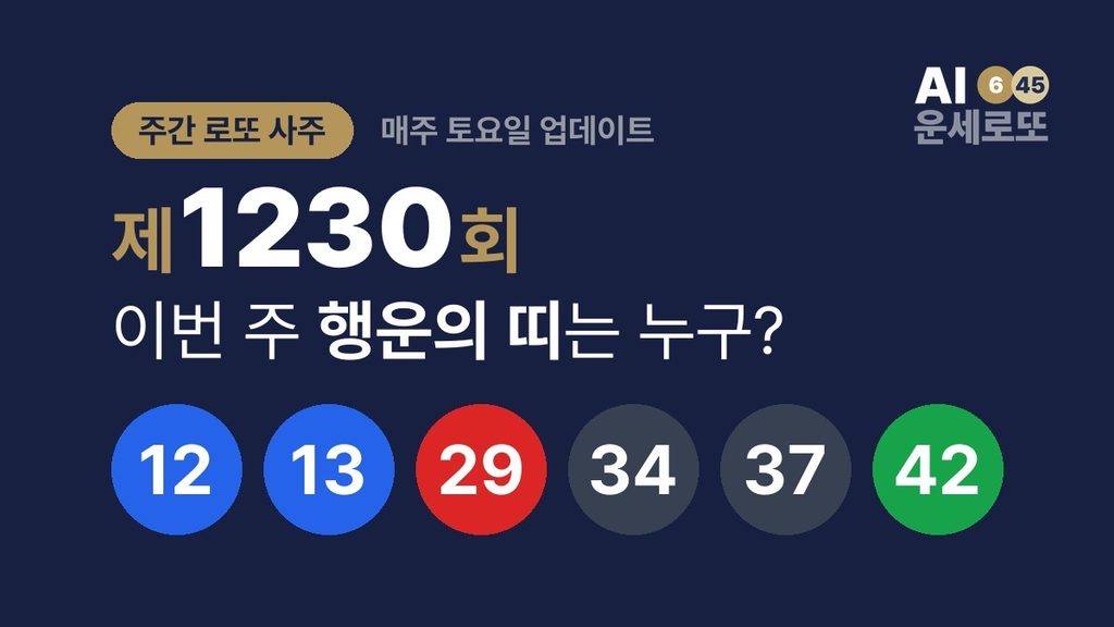 [주간 로또 사주] 제1230회 – 이번 주 행운의 띠는 누구?