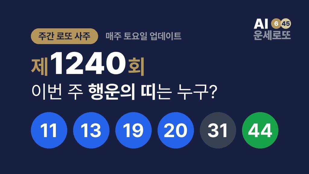[주간 로또 사주] 제1240회 – 이번 주 행운의 띠는 누구?